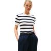 Tommy Hilfiger Donna Pullover Cable Maniche Corte, Multicolore (Ivory Silk/Dark Night Navy STP), XXS