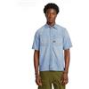 G-STAR Maglietta da Uomo Slanted Double Pocket Regular, Blu (Sun Faded Blue Mist D24602-d539-g342), M
