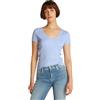 Tommy Jeans Tjw Slim Essential Rib V SS Dw0Dw17385, Top in Maglia a Maniche Corte, Donna, Blu (Sweet Blue), XXS