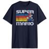 Nintendo Super Mario Running Retro Stripe T-Shirt, Blu Mare, M Uomo