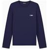 Emporio Armani T-Shirt Girocollo a Maniche Lunghe con monogramma audace da Uomo, Blu, S, Blu, S