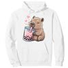 Cute Capybara Drink Bubble Boba Tea Kawaii Capybara Bere Bubble Tea Amante Ragazze Bambini Felpa con Cappuccio, Unisex per Adulti, Bianco, M