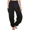 Lofbaz Donna Raion Stampare Affumicato Vita Boho Harem Pantaloni Solido Nero M