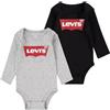 Levi's LHN LS 2PK BATWING BODYSUIT SE, SET IN SCATOLA Unisex - Bimbi 0-24, Grigio (Grey/Heather), 0-6 mesi