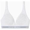 Emporio Armani Iconic Logoband Reggiseno a Triangolo Imbottito Grigio S, Grigio, S
