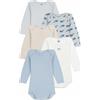 Petit Bateau Set di body da donna, a maniche lunghe, in cotone, con stampa balene per neonato, A0e2w00, set di 5, Multicolore, 3 anni