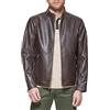 DOCKERS Men's The Dylan Faux Leather Racer Jacket, Dark Brown, Large