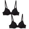 Amazon Essentials Comodo Reggiseno Invisibile con Ferretto Donna, Confezione da 2, Nero, 2C