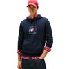 Tommy Hilfiger Uomo Felpa con Cappuccio Linear Flag Graphic in Cotone, Blu (Desert Sky), XS