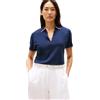 Tommy Hilfiger Donna Maglietta Polo Maniche Corte Lyocell Tipping Open Senza Bottoni, Blu (Dark Night Navy), XS