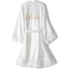 UrHot Accappatoio da sposa da damigella d'onore con finiture in pizzo per feste di nozze kimono accappatoio morbido raso per prepararsi