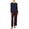 Amazon Essentials Pigiama con Maglia a Maniche Lunghe e Pantaloni in Flanella Leggera Donna, Bordeaux Motivo Scozzese/Blu Marino, XXL