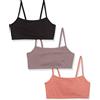 Hanes Cropped Bralette, Breathable Pullover Bra, Crop Top, Solid Or Assorted, 3-Pack Reggiseno, Opaque, Nero/Fico spezie/Terra Rosso, M (Pacco da 3) Donna
