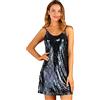 Allegra K, Mini Abito da Donna Scintillante con Glitter e Paillettes, Spalline Sottili e Scollo a V, Adatto per Feste, Cocktail, Discoteca