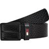 Tommy Jeans Uomo Cintura Elevated Flag 3,5 cm Cintura in Pelle, Nero (Black), 95 cm