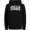JACK & JONES Jjecorp Logo Sweat Hood Noos Felpe con cappuccio, Nero - Bianco, L Uomo