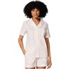 Amazon Essentials Donna Pigiama in Popeline di Cotone Elasticizzato, a Maniche Corte, abbottonatura con Pantaloncini