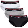 Reebok Uomo, Slip, Nero/Bianco/Grigio, Confezione da 3, Medio