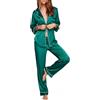 LONXU Pigiama da Donna in Raso di Seta Set Pigiameria da Notte XS~3XL Plus_Gifts, Verde, L