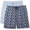 Amazon Essentials Pantaloncini del Pigiama da Casa in Popeline di Cotone Elasticizzato Uomo, Confezione de 2, Azzurro Opaco/Zebra, S