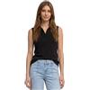 Street One Top in Struttura a Costine con Colletto Polo Nero 46