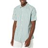 Amazon Essentials Camicia a Maniche Corte in Popeline Elasticizzato (Disponibile in Taglie Extra Forti) Uomo, Blu Chiaro Righe, M
