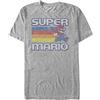 Nintendo Maglietta da Uomo Super Mario, Modello Retro con Strisce, Design Running., Sportivo, mélange, 3XL