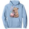Cute Capybara Drink Bubble Boba Tea Kawaii Capybara Bere Bubble Tea Amante Ragazze Bambini Felpa con Cappuccio, Unisex per Adulti, Blu Polveroso, S