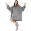 Good Nite Wearable Blanket Coperta con cappuccio oversize per donne e uomini Sherpa Coperte per adulti Soffice e calda coperta con cappuccio con tasche Grigio