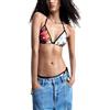 Desigual Daikiri Top Bikini da Donna, Nero/Bianco, L