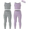 Essenclo Girls Athletic Leggings Yoga Pants w/Sleeveless Crop Tank Tops for Kids Workout Cheer Dance Run Sizes 3-16, 5pc Set - E2110 - Set-4-11-12