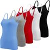 BQTQ 5 Pezzi Canottiera Donna Canotta Top Regolabile Spalline Canottiere per Donna e Ragazze, Nero, Bianco, Grigio, Azzurro, Rrosso, M