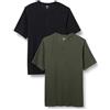 Amazon Essentials Serafino in piqué a Maniche Corte dalla vestibilità Standard (Disponibile nelle Taglie Big & Tall) Uomo, Pacco da 2, Nero/Verde Oliva, XL