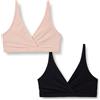 Amazon Essentials Reggiseno per Allattamento in Microfibra Effetto Pesca Donna, Confezione da 2, Nero/Petalo Chiaro, XXL