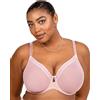 Curvy Couture Women's Sexy Sheer Mesh Plus Size Full Coverage Bra, Blushing Rose, 36H