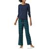 Amazon Essentials Pigiama con Maglia a Maniche Lunghe e Pantaloni in Flanella Leggera Donna, Blackwatch Plaid, XL