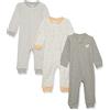 Amazon Essentials Tutina Notte Senza Piedi in Cotone con Zip Frontale Unisex Bimbi, Pacco da 3