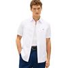Tommy Hilfiger Uomo Camicia Linen Blend Solid Maniche Corte, Bianco (White), XS