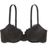 Dorina Reggiseno Donna Lianne Demi - Leggermente Imbottito, Pizzo Floreale con Bordo Festonato, con Ferretto, Coppe Preformate e Fasce in Morbido Tessuto Micro, Nero