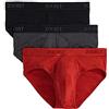 2(X)IST 2(X) Ist Slip da Uomo Essential Cotton No Show, Confezione da 3, Nero/Carbone HTHR/Rosso, S