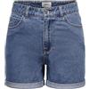 Only Pantaloncini da Donna in Jeans ONLVEGA a Vita Alta, Taglio Normale, Blu-3., XS