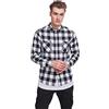 Urban Classics Checked Flanell Uomo Camicia in Flanella Nero/Bianco 100% Cotone Regular