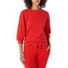 Amazon Essentials Felpa girocollo da donna con dettagli in pile di spugna francese, rossa, XS