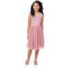 Maya Deluxe Midi Dress for Girls Sequins Embellished Party Tutu Bridesmaids Wedding with Belt Bow, Vestito Bambina, Vintage Rose,