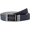 Armani Exchange Leather Belt With Plaque, Cintura Uomo, Blu (Blue/Navy/Grey 51635), No Aplica (Taglia Produttore: TU)