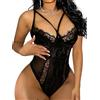 Buitifo Donna Sexy Lingerie Babydoll Body Senza Ferretto Un Pezzo Lingerie Sleepwear Trasparente Camicia da Notte Teddy Scollo a V Biancheria Intima（Black,XL