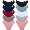 FINETOO Set di 10 Slip da Donna in Cotone, Biancheria Intima Sexy a V, Comoda Lingerie da Donna, Senza Cuciture, Taglie XS-XL, C-10, XS…