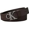 Calvin Klein Uomo Cintura 4,0 cm Fixed con Fibbia con Monogramma, Marrone (Ck Dark Brown/Antique Silver), 100 cm