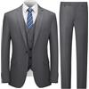 Cooper & Nelson Completo da uomo aderente, 3 pezzi, giacca a tinta unita con un bottone, pantaloni, gilet e cravatta, set da smoking, grigio scuro, 3XL