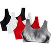 Fruit of The Loom Reggiseno Sportivo da Donna in Cotone Stile Canotta Value Pack, Strisce magre/tonalità Nera/Rosso Caldo/Bianco, 34, Striscia magra/tonalità Nera/Rosso Caldo/Bianco, 66